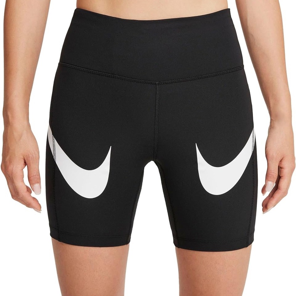 Nike Black and White Bike Shorts with Bold Swoosh